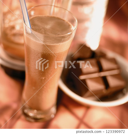 Chocolate milkshake close view background 123390972