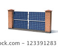 Solar panel fence - 3d rendering 123391283