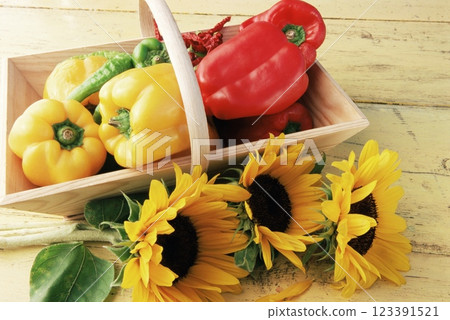 Colorful Peppers in a Basket, Food Photography, Close View Background Colorful Peppers in a Basket, Food Photography, Close View Background 123391521