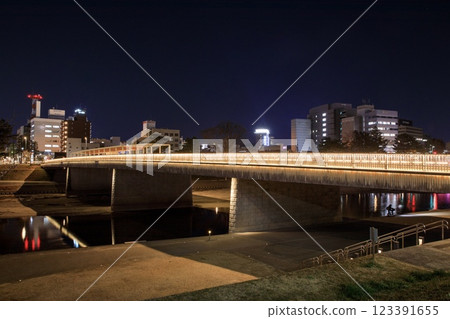 Night view of Sakurajo Bridge, Okazaki City Night view of Sakurajo Bridge, Okazaki City 123391655