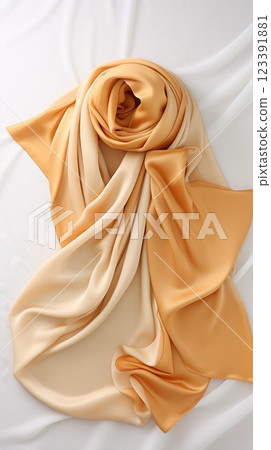Silky glowing flowing fabric pastel peach and apricot color 123391881