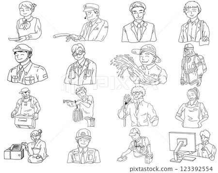 鉛筆素描風格的專業人士插圖 鉛筆素描風格的專業人士插圖 123392554