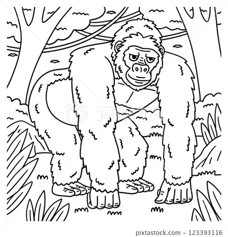 Gorilla Great Apes Animal Coloring Page for Kids Gorilla Great Apes Animal Coloring Page for Kids 123393116