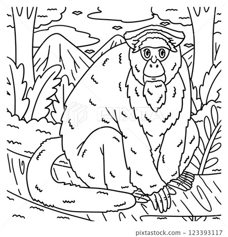 De Brazza Monkey Animal Coloring Page for Kids De Brazza Monkey Animal Coloring Page for Kids 123393117