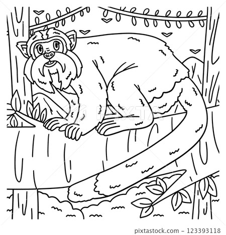 Emperor Tamarin Monkey Coloring Page for Kids Emperor Tamarin Monkey Coloring Page for Kids 123393118