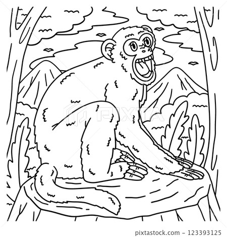 Rhesus Macaque Monkey Coloring Page for Kids  123393125