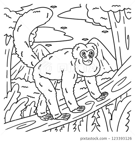 Bearded Saki Monkey Animal Coloring Page for Kids Bearded Saki Monkey Animal Coloring Page for Kids 123393126