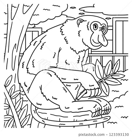 Proboscis Monkey Animal Coloring Page for Kids Proboscis Monkey Animal Coloring Page for Kids 123393130