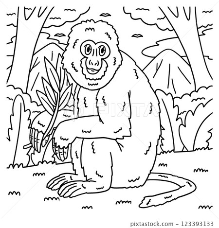 Assamese Macaque Monkey Coloring Page for Kids Assamese Macaque Monkey Coloring Page for Kids 123393133