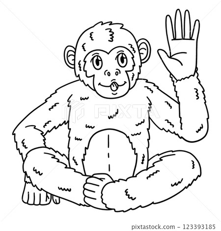 Chimpanzee Great Ape Animal Isolated Coloring Page 123393185
