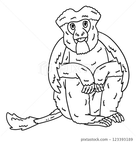 Black and White Colobus Monkey Isolated Coloring  123393189