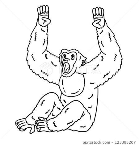 Siamang Monkey Animal Isolated Coloring Page  123393207