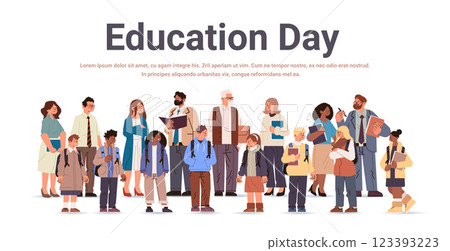 mix race teachers and students group with books standing together education day concept full length horizontal copy space mix race teachers and students group with books standing together education day concept full length horizontal copy space 123393223
