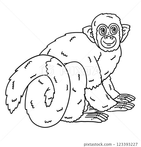 Squirrel Monkey Animal Isolated Coloring Page  123393227