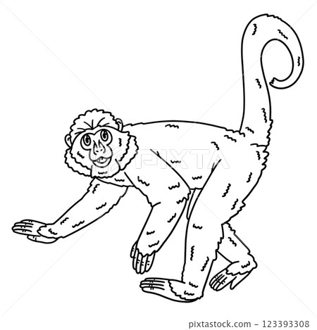 Blue Monkey Animal Isolated Coloring Page for Kids 123393308