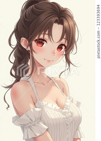 這是一幅可愛、清純、動漫風格的女性插畫。 123393694