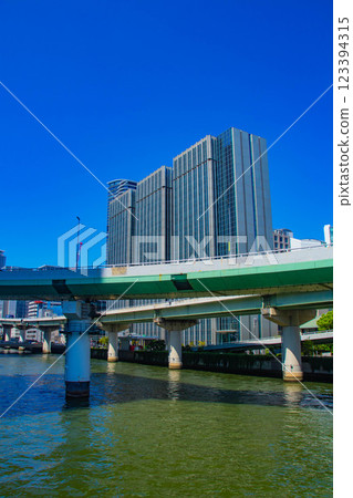 [Osaka scenery] Buildings along the river in the Yodoyabashi area 123394315