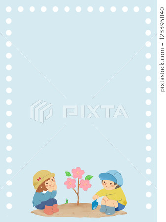 男孩女孩種櫻花A4藍色 123395040