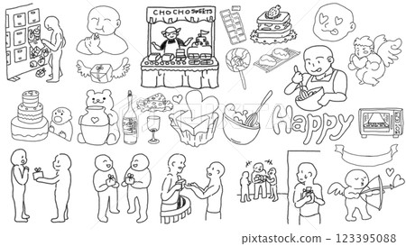 Valentine's Day illustration in pencil style Valentine's Day illustration in pencil style 123395088