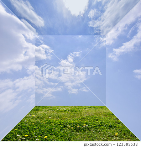 A spring blue sky box surrounded by warm air A spring blue sky box surrounded by warm air 123395538