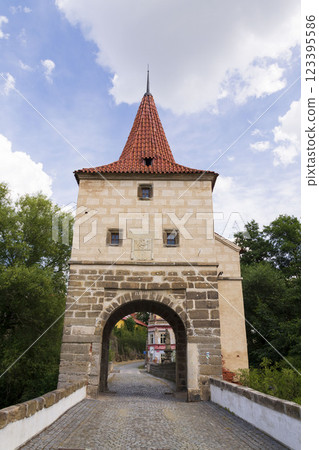 Historic centre of the town Stribro in Tachov district in the Plzen Region, Czech Republic, sunny summer day 123395586