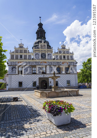 Historic centre of the town Stribro in Tachov district in the Plzen Region, Czech Republic, sunny summer day Historic centre of the town Stribro in Tachov district in the Plzen Region, Czech Republic, sunny summer day 123395587