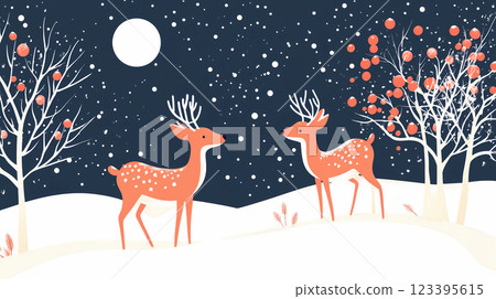 Cute deer in the snow at Christmas Cute deer in the snow at Christmas 123395615