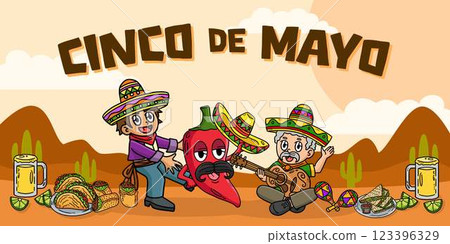 Cinco de Mayo Poster Panorama Banner Background Cinco de Mayo Poster Panorama Banner Background 123396329