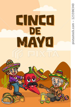 Cinco de Mayo Poster Vertical Banner Background  123396340