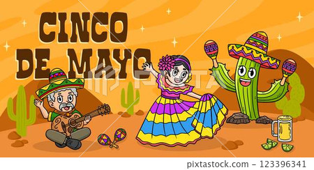 Cinco de Mayo Poster Panoramic Banner Background Cinco de Mayo Poster Panoramic Banner Background 123396341