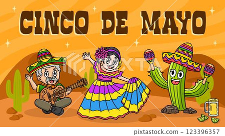 Cinco de Mayo Poster Panoramic Banner Background  123396357