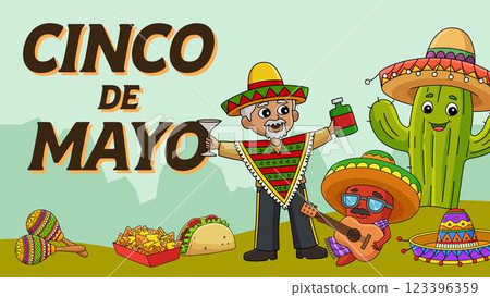 Cinco de Mayo Poster Panoramic Banner Background Cinco de Mayo Poster Panoramic Banner Background 123396359