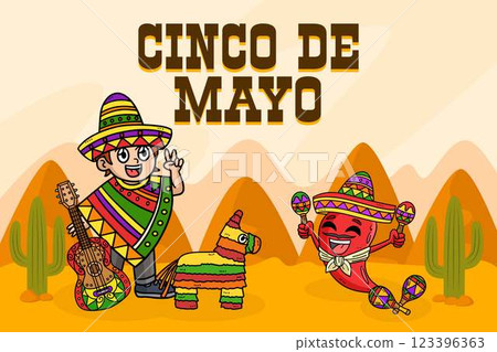 Cinco de Mayo Poster Horizontal Banner Background  123396363