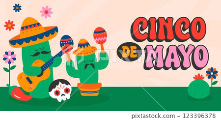 Cinco de Mayo Poster Panoramic Banner Background Cinco de Mayo Poster Panoramic Banner Background 123396378