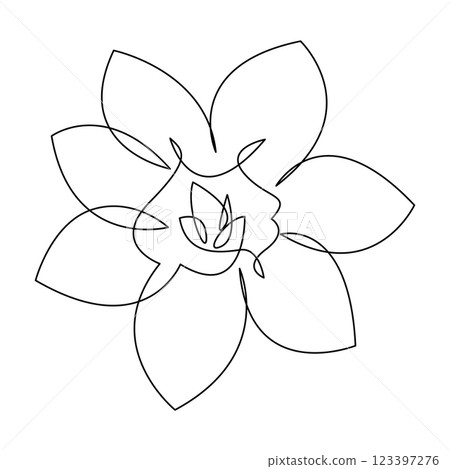 Flower continuous line drawing. Floral minimalist design one line art. Vector illustration, editable stroke. 123397276