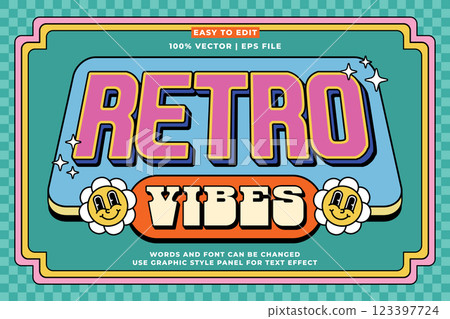 Editable retro music text effect 3d cartoon style. Editable text effect vintage music template vector style Editable retro music text effect 3d cartoon style. Editable text effect vintage music template vector style 123397724