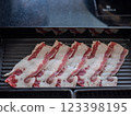 Premium Wagyu Beef Slices with Perfect Marbling 123398195