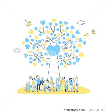 Big heart tree and people 123398196