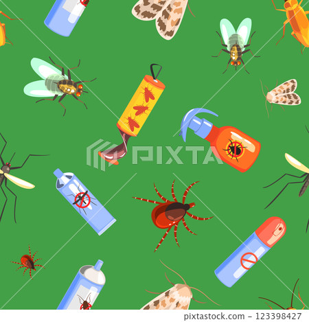 Harmful Insects and Insecticides Seamless Pattern Can Be Used Fabric Wrapping Paper, Website Wallpapers, Background Vector Illustration Harmful Insects and Insecticides Seamless Pattern Can Be Used Fabric Wrapping Paper, Website Wallpapers, Background Vector Illustration 123398427