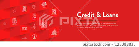 Credit Score for Loan Refinance or Application Icon Set and Web Banner 123398833