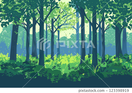 Beautiful Forest. Beautiful spring and summer landscape. Summer day in nature. Sunny day in forest Beautiful Forest. Beautiful spring and summer landscape. Summer day in nature. Sunny day in forest 123398919