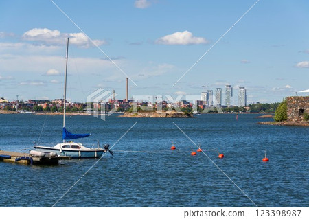 Building on islands of Suomenlinna sea fortress southest form Helsinki city center, Finland, sunny summer day, UNESCO World Heritage Site 123398987