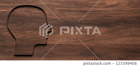 Wood Background Infographics concept. Emotional Intelligence Infographic on Dark Wooden Background 123399408