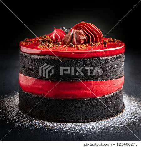 Luxurious Layered Cake with Red Filling Luxurious Layered Cake with Red Filling 123400273
