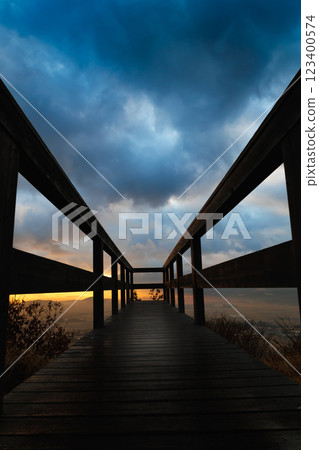 Morning view from Tagoyama Observatory (Sorafune Pier, Aso City) 123400574