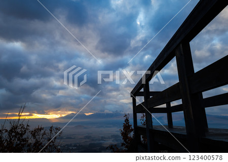 Morning view from Tagoyama Observatory (Sorafune Pier, Aso City) 123400578