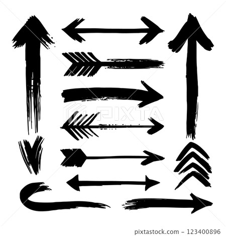 A unique set of ink arrows with hand-drawn,... - Stock Illustration ...