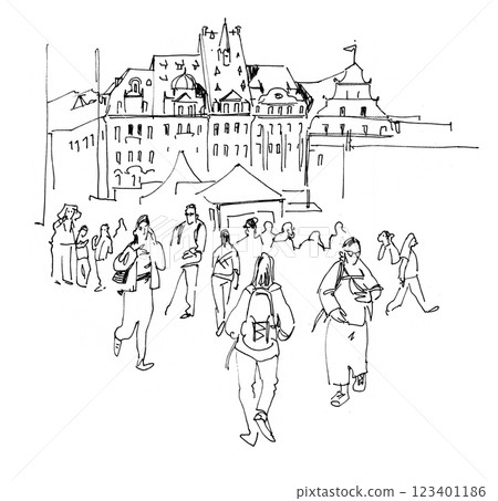 Leipzig, Germany. Freehand drawing sketch 123401186