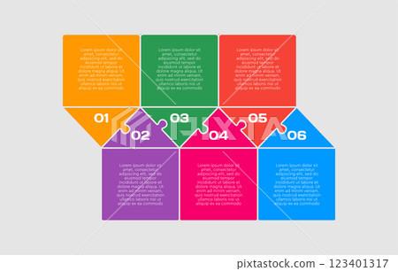 Six steps line infographic, puzzle timeline 123401317