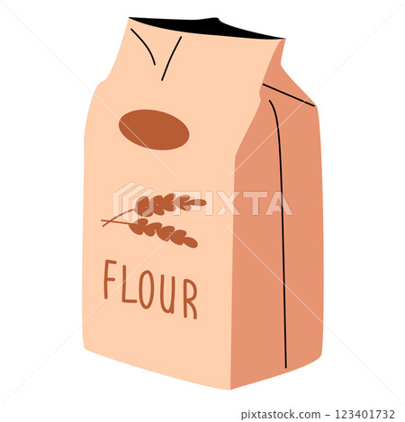 Vector illustration of flour. Wheat flour in a package. Vector illustration of flour. Wheat flour in a package. 123401732